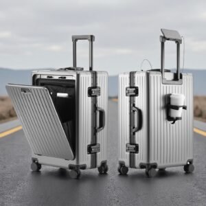 Front Opening Luggage,Aluminum Alloy Frame PC Hard Shell