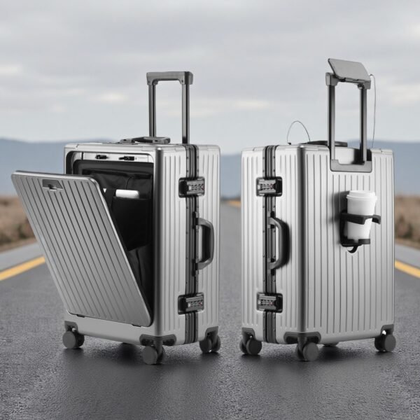 Front Opening Luggage,Aluminum Alloy Frame PC Hard Shell