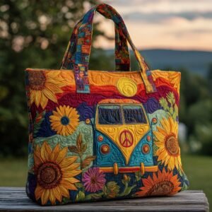 Boho Quilted 3D Floral Tote Bag