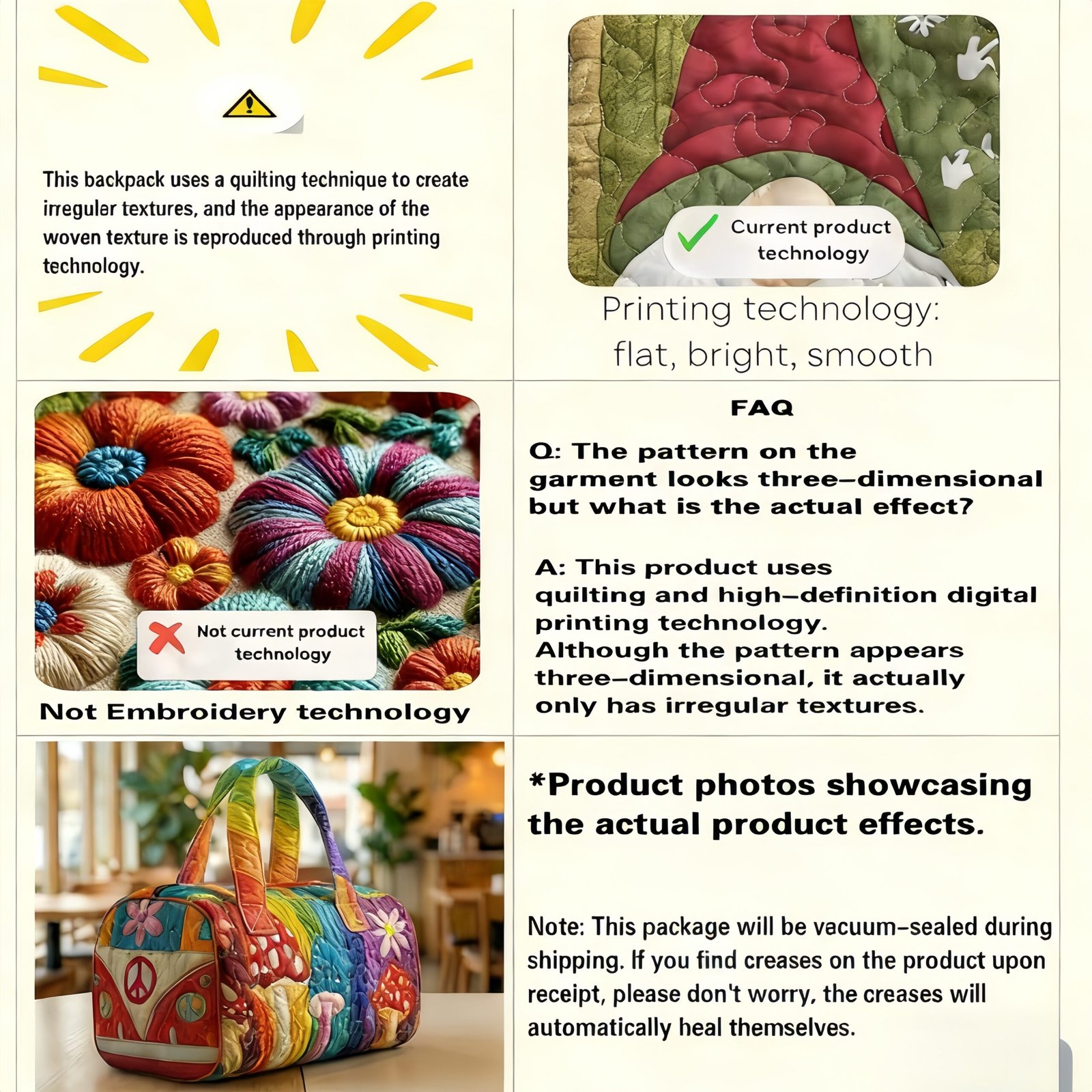 Retro Hippie Travel Bag-3D Quilted Camper Van Duffle - Image 2